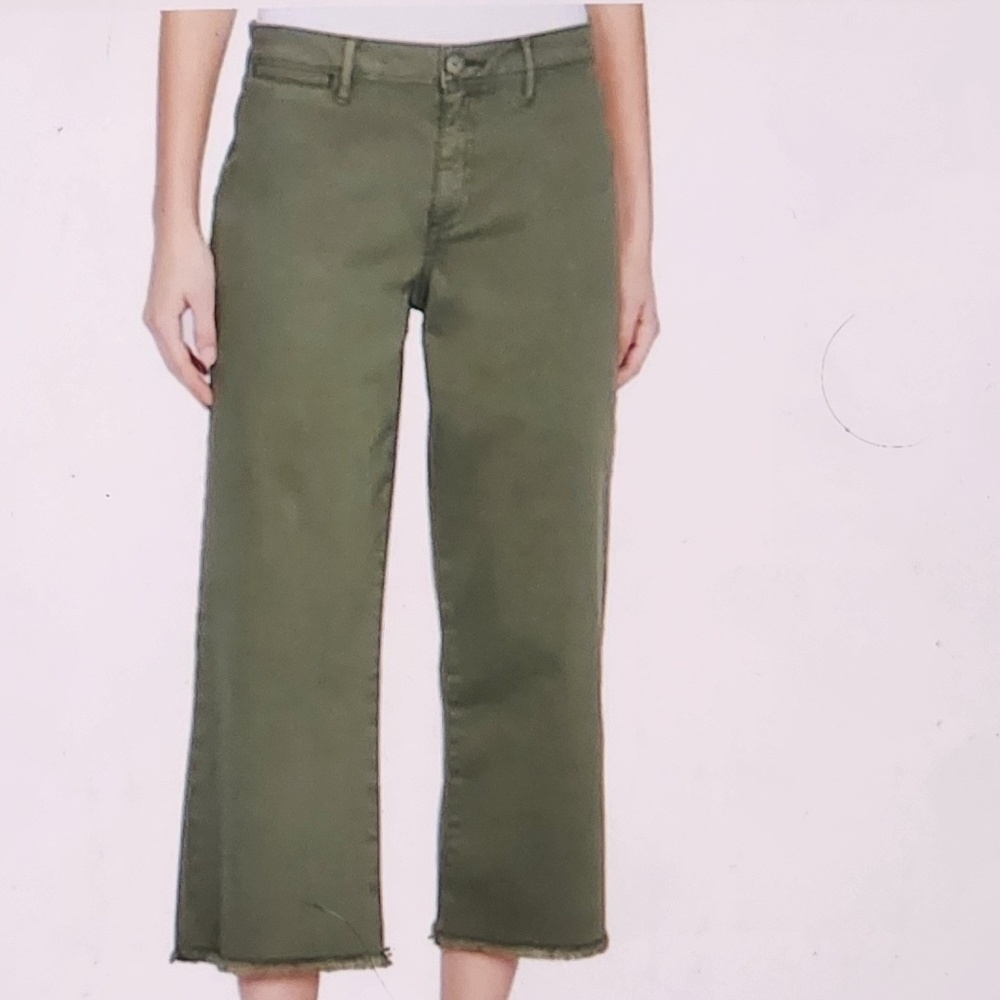 Sanctuary green Wide Leg Raw Hem Crop Pants sz 31